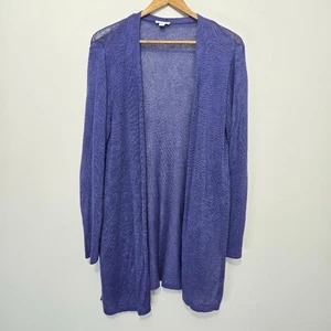 J Jill Linen Blend Open Cardigan Sweater Sz M Petite Lagenlook Lightweight Lagom - Picture 1 of 11