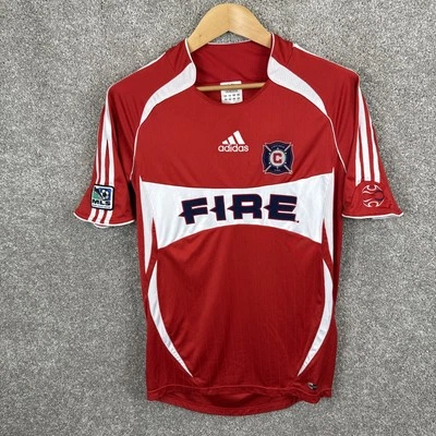 Vintage 2005/2006 Adidas Chicago Fire MLS Soccer Jersey Red Men's Small SIGNED - Image 1 of 4