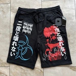 NEVER BREAK AGAIN PANTALONES CORTOS DEPORTIVOS NEGROS TALLA MEDIANA MEZCLA DE ALGODÓN NUEVOS - Imagen 1 de 5