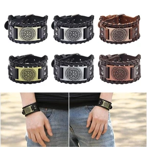 Viking Punk Tressé Corde Alliage Hommes Bracelet, Bracelet En Cuir Bracelet, - Picture 1 of 43