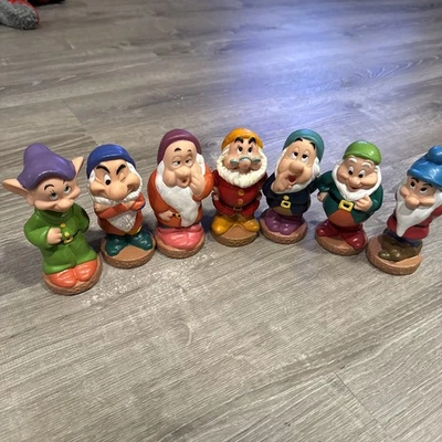 Disney Vintage Seven 7 Dwarves Vinyl Rubber Squeaky Toy Figures Lot - Image 1 of 4