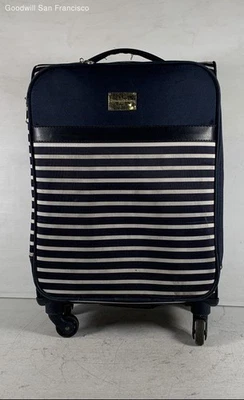 Tommy Bahama Navy Blue White 4 Wheeled Spiner Carry On Luggage Suitcase Nylon - Image 1 of 4