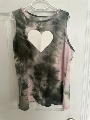 Camiseta sin mangas bcg niñas XL 16 corazón tie dye verde rosa Foto 1 de 4