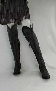 Lane Boots Damen Lexington OTK Distressed Jet Black Stiefel LB0499C - Bild 1 von 9