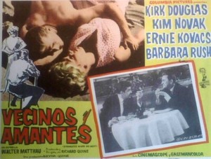 Kirk Douglas, Kim Novak, Ernie Kovacs LOBBY CARD, 60