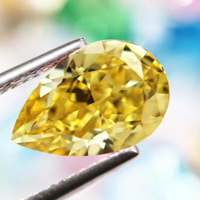 Crushed Ice Cut Pear Cubic Zirconia Yellow AAAAA Manual Loose CZ Gems Jewelry 5A - Image 1 of 4