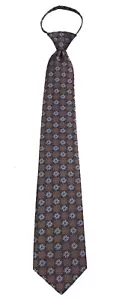 Men's Brown Pretied Zipper Necktie Weddings Business Prom - Picture 1 of 2