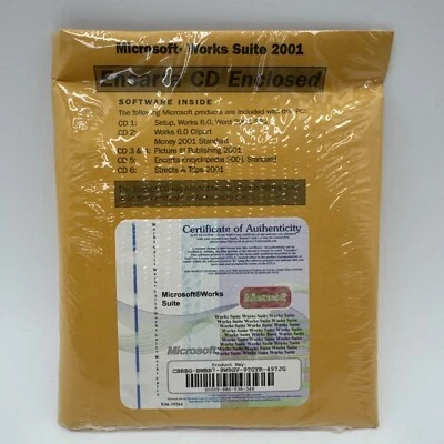 Microsoft Works Suite 2001 New Sealed 6 CDs with product key - Image 1 of 2