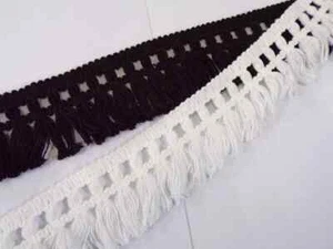 50mm Black White, Cotton Fringe Lace, Decorative Fringe, Lace Trimming Sewing - Picture 1 of 10