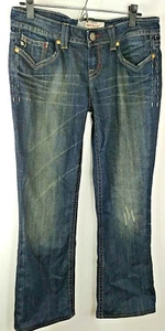 MEK Dublin Bootcut Jeans womens 29 x 29 Stretch Denim distress whisker ~ altered - Picture 1 of 12
