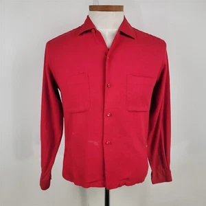 Vintage Da Vinci CA Red Long Sleeve Button Loop Collared Shirt Mens Size S - Picture 1 of 11