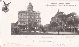 NEW YORK CITY - 6th / Broadway / 33rd - Elevated Train / Trolley / Horse - 1901 - Picture 1 of 2