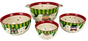 Temptations Christmas 4 Mixing Bowls Winter Whimsy Nesting 3 Qt 2 Qt 1 Qt 0.5 Qt - Picture 1 of 11