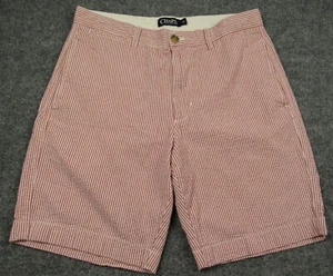 Chaps Shorts Mens 32 10 Red White Striped Seersucker Chino Preppy - Picture 1 of 7