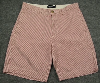 Chaps Shorts Mens 32 10 Red White Striped Seersucker Chino Preppy - Image 1 of 4