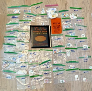 HUGE Stamp Collection Vintage Antique Lot 1600+ UNSEARCHED 1930-1990s Worldwide - Picture 1 of 16