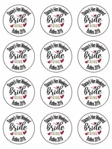 12x Hen Party Bride Personalised 2" PRE-CUT PREMIUM RICE PAPER Cake Toppers - Picture 1 of 1