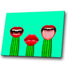 Green Red Cactus Mouth Cool Abstract Canvas Wall Art Large Picture Prints