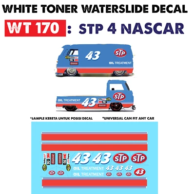 WT170 White Toner Waterslide Decal STP4 NASCAR For Custom 1:64 Hot Wheels  - Image 1 of 4
