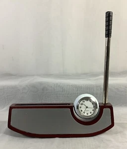 $58 Sheridan Golf Lover Desk Organizer Pen Clock Business Cards Holder - READ - Picture 1 of 8