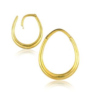 PAIR 8g 3mm BIG OVAL HOOPS HINGED BRASS EAR WEIGHTS PLUGS TUNNELS STRETCH GAUGE