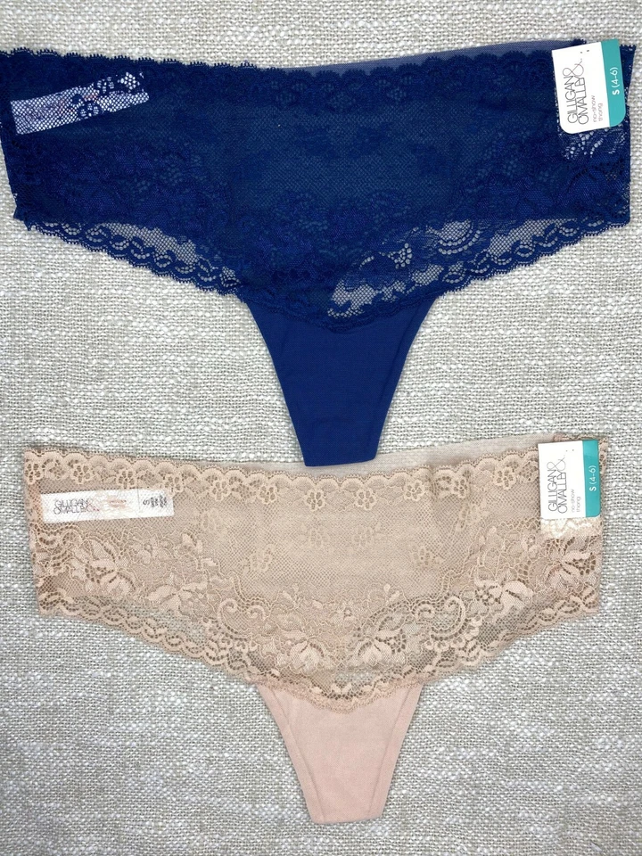 Mujer Gilligan & O'Malley No-Show Tanga Bragas 2 Pares Azul/Beige Pequeño (4-6) Foto 1 de 2
