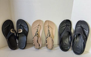 Set Crocs Flip Flops Athen Sanrah Riemen Sexi Serena Leopard Slingback flach 6 - Bild 1 von 12