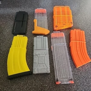 Nerf Lot Of 7 Dart Gun Ammo Clip Long Magazines Elite, Fortnite, Zombie Strike  - Picture 1 of 8
