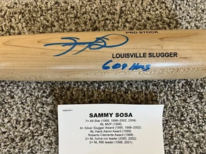 Sammy Sosa Signed Blonde Louisville Slugger Baseball Bat "609 HR" JSA Cert - Picture 1 of 5