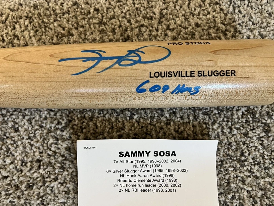 Sammy Sosa Signed Blonde Louisville Slugger Baseball Bat "609 HR" JSA Cert - Image 1 of 4