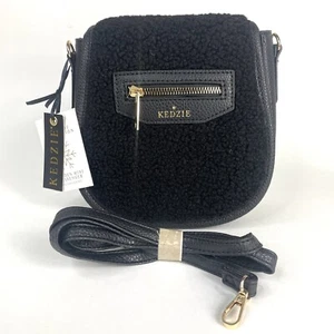 Bandolera Kedzie Mini Messenger de cuero vegano y sherpa negra o natural - Imagen 1 de 8