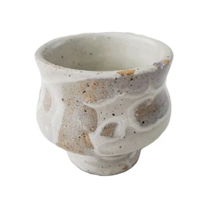 Handmade Clay Vase Small Beige & White Collectible Spotted Nature Vibe Modern - Picture 1 of 8