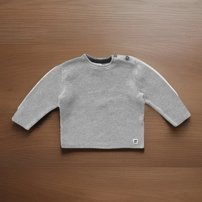 Suéter Pullover Zara Bebé Niñas Niños Gris Algodón Manga Larga Unisex Talla 9-12M Foto 1 de 4
