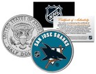 SAN JOSE SHARKS NHL Hockey JFK Kennedy Half Dollar U.S. Coin * LICENSED *