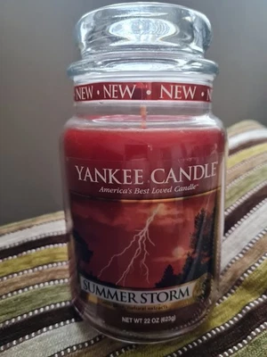 YANKEE CANDLE Large Summer Storm 16 Pour Deerfield Label 623g 120-150h New RHTF  - Image 1 of 4
