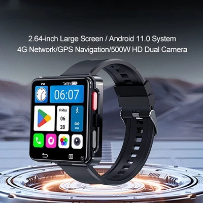 2.64" Larger Screen 4G Smart Watch Android 11 Dual Camera WIFI GPS 4+64GB - Image 1 of 4