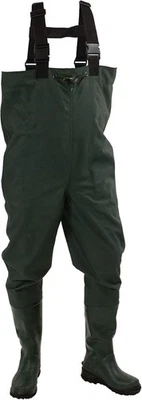 FROGG TOGGS Cascades 2-ply Poly/Rubber Bootfoot Chest Wader Men’s Size 8 Green - Image 1 of 4