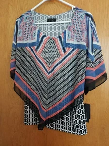 New AB Studio Size Medium Poncho design Blouse Geometric NWT Womens - Picture 1 of 8