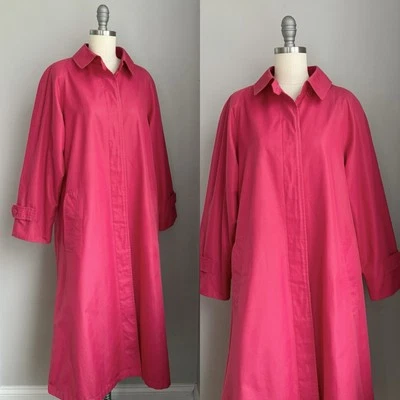 Vintage 70’s Fuchsia Pink Swing Style Trench Coat Large - Image 1 of 4