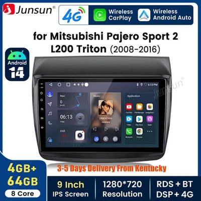 4+64G Android14 Carplay Car Radio WIFI For Mitsubishi Pajero Sport 2 L200 Triton - Image 1 of 4