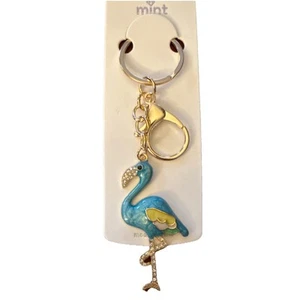 Crystal Rhinestone Flamingo Blue KeyChain Purse Handbag Keyring Gift - Picture 1 of 6