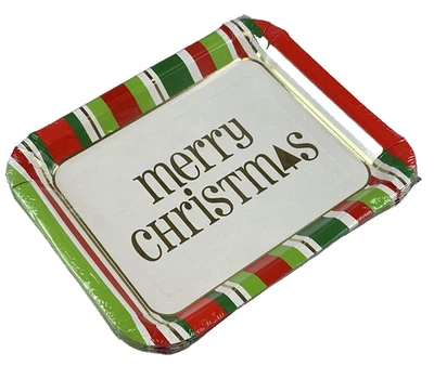 Platos de papel desechables Feliz Navidad lámina dorada 12x10 rectangulares 8 unidades Foto 1 de 4