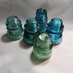 Vintage Hemingray 42 Aqua Blue Green Clear Glass Insulator - Great Condition 5X  - Picture 1 of 4