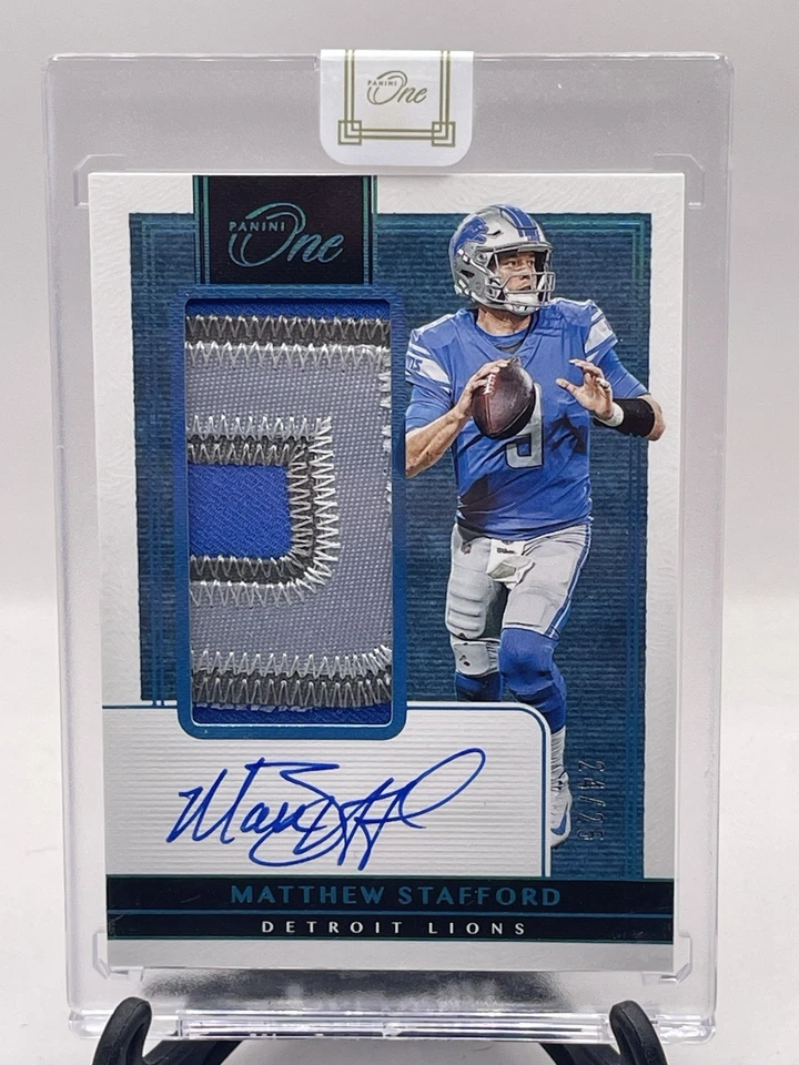 2019 Panini One Matthew Stafford Auto/3clr Patch #d 24/25 Detroit Lions - Image 1 of 2