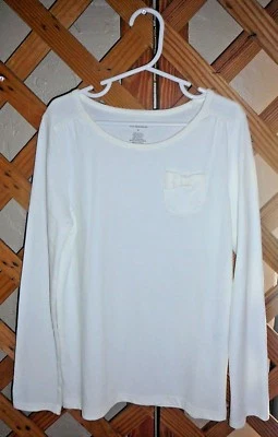GYMBOREE SHIRT~Off White~Long Sleeve~Scoop Neck~Bow Front Pocket~Girls Size 8 - Image 1 of 2
