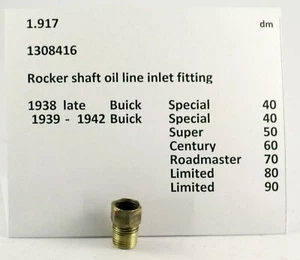 1938-1942 Buick rocker arm shaft oil line fitting 1308416 - Picture 1 of 3