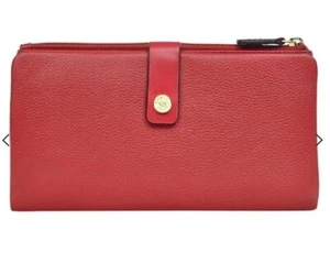 NUEVO CON ETIQUETAS RADLEY CUERO DE LUJO Grande Madera de Alondra Doble Plegable Matiné Cartera en Rojo PVP $159 - Imagen 1 de 7
