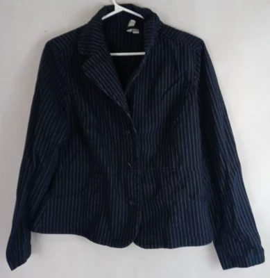 Chaqueta Blazer St. John's Bay Elastizada Negra Rayas Talla Grande Foto 1 de 4