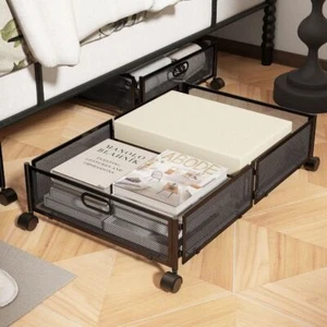 with Wheels Under Bed Storage Containers Shoe Organizer Drawer Bedroom - Picture 1 of 14