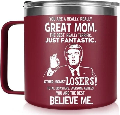 Taza de acero inoxidable frío caliente 14 oz borgoña Trump mamá mango tapa Foto 1 de 3